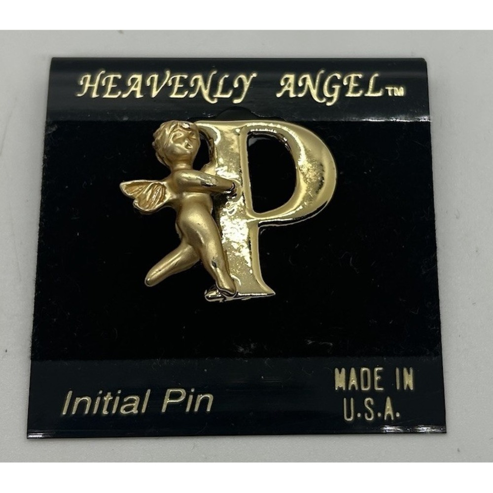 Vintage Heavenly Angel‎ New in Package Initial Pin "P" Made In USA